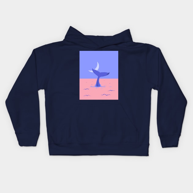 Tale of a Humpback whale's tail Illustration Kids Hoodie by lisousisa